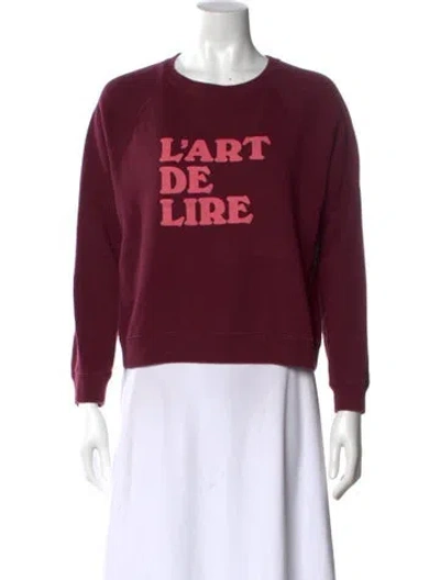 Pre-owned Sézane Graphic Print Crew Neck Sweatshirt In Burgundy