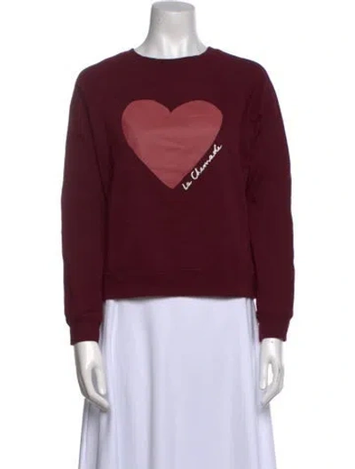Pre-owned Sézane Graphic Print Crew Neck Sweatshirt In Burgundy