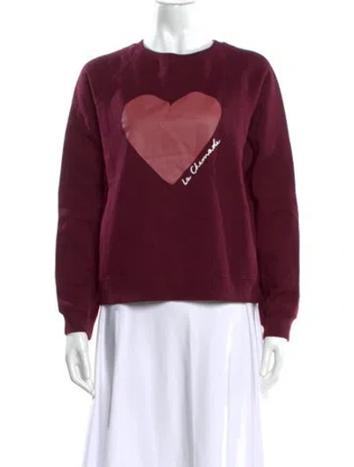 Pre-owned Sézane Graphic Print Crew Neck Sweatshirt In Burgundy