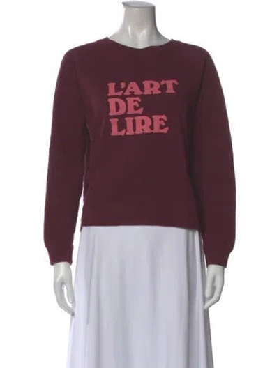 Pre-owned Sézane Graphic Print Crew Neck Sweatshirt In Burgundy