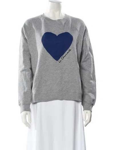 Pre-owned Sézane Graphic Print Crew Neck Sweatshirt In Gray