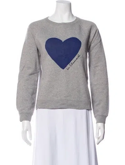 Pre-owned Sézane Graphic Print Crew Neck Sweatshirt In Gray