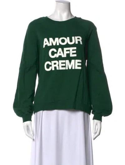 Pre-owned Sézane Graphic Print Crew Neck Sweatshirt In Green