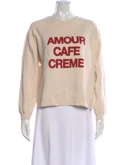Pre-owned Sézane Graphic Print Crew Neck Sweatshirt In Neutral