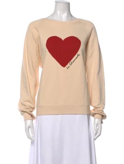 Pre-owned Sézane Graphic Print Crew Neck Sweatshirt In Neutrals