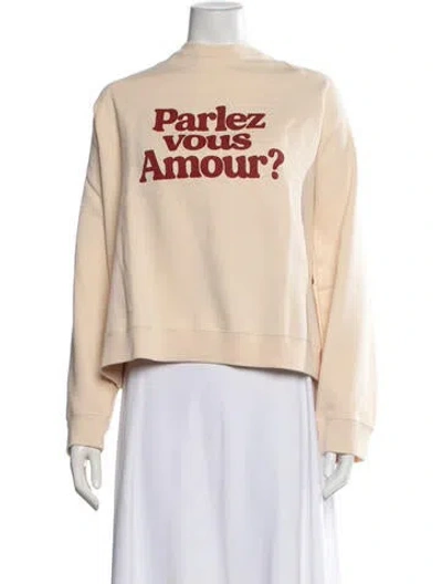 Pre-owned Sézane Graphic Print Crew Neck Sweatshirt In Neutrals
