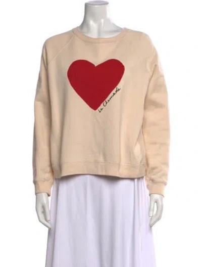 Pre-owned Sézane Graphic Print Crew Neck Sweatshirt In Neutrals