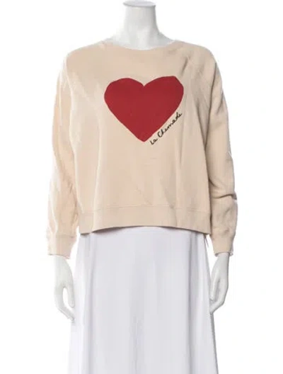 Pre-owned Sézane Graphic Print Crew Neck Sweatshirt In Neutrals