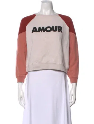 Pre-owned Sézane Graphic Print Crew Neck Sweatshirt In Pink