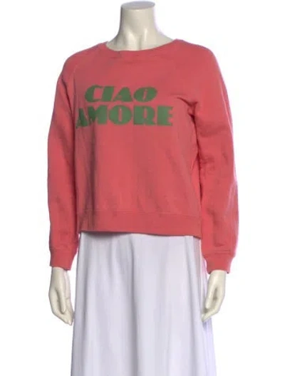 Pre-owned Sézane Graphic Print Crew Neck Sweatshirt In Pink