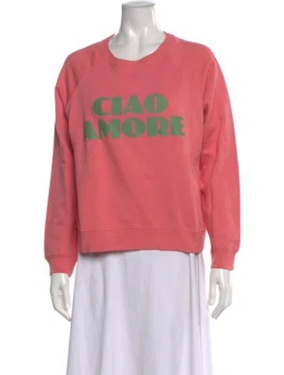 Pre-owned Sézane Graphic Print Crew Neck Sweatshirt In Pink