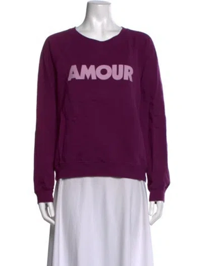 Pre-owned Sézane Graphic Print Crew Neck Sweatshirt In Purple