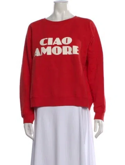 Pre-owned Sézane Graphic Print Crew Neck Sweatshirt In Red