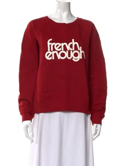 Pre-owned Sézane Graphic Print Crew Neck Sweatshirt In Red