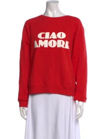Pre-owned Sézane Graphic Print Crew Neck Sweatshirt In Red