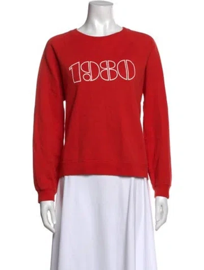 Pre-owned Sézane Graphic Print Crew Neck Sweatshirt In Red