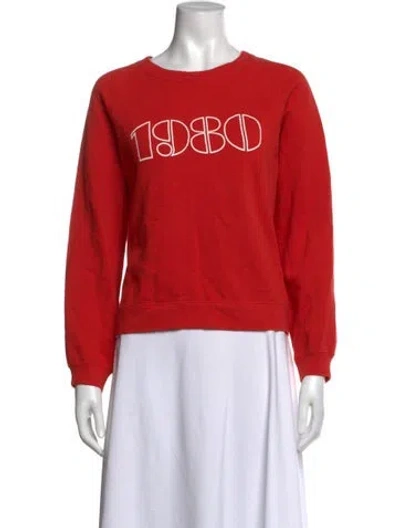Pre-owned Sézane Graphic Print Crew Neck Sweatshirt In Red