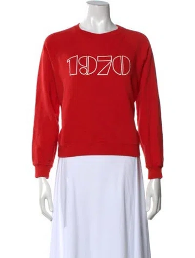 Pre-owned Sézane Graphic Print Crew Neck Sweatshirt In Red