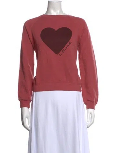 Pre-owned Sézane Graphic Print Crew Neck Sweatshirt In Red