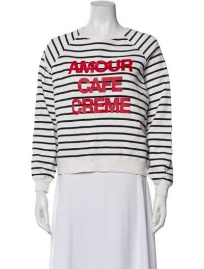 Pre-owned Sézane Graphic Print Crew Neck Sweatshirt In White