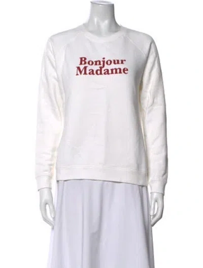 Pre-owned Sézane Graphic Print Crew Neck Sweatshirt In White