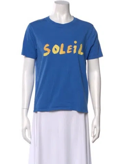 Pre-owned Sézane Graphic Print Crew Neck T-shirt In Blue