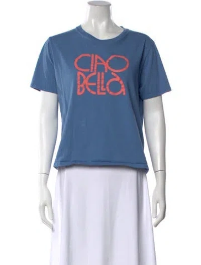 Pre-owned Sézane Graphic Print Crew Neck T-shirt In Blue