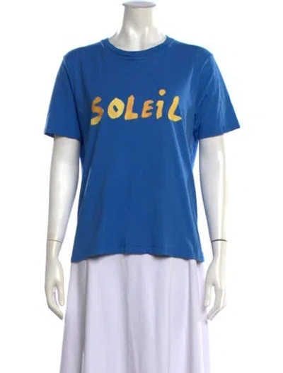 Pre-owned Sézane Graphic Print Crew Neck T-shirt In Blue