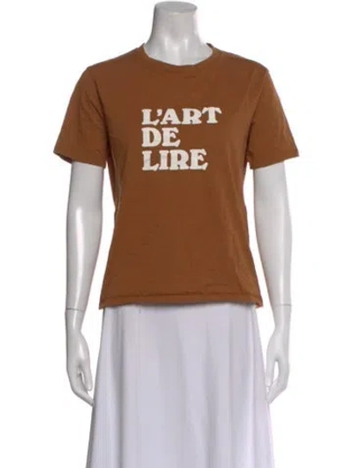 Pre-owned Sézane Graphic Print Crew Neck T-shirt In Brown