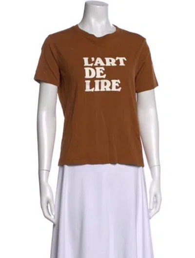 Pre-owned Sézane Graphic Print Crew Neck T-shirt In Brown