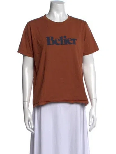 Pre-owned Sézane Graphic Print Crew Neck T-shirt In Brown