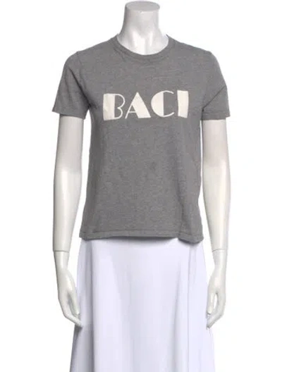 Pre-owned Sézane Graphic Print Crew Neck T-shirt In Gray