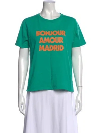 Pre-owned Sézane Graphic Print Crew Neck T-shirt In Green