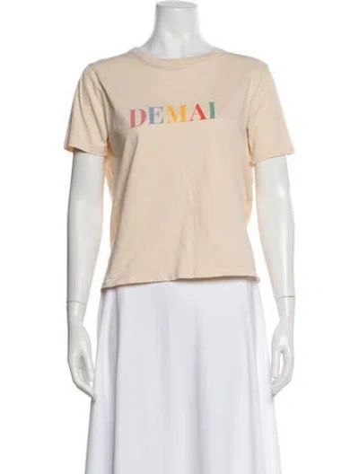 Pre-owned Sézane Graphic Print Crew Neck T-shirt In Green/neutrals