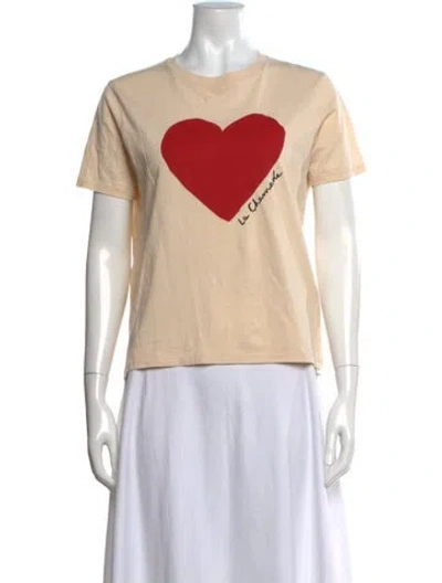 Pre-owned Sézane Graphic Print Crew Neck T-shirt In Green/neutrals