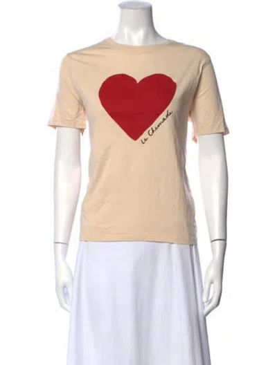 Pre-owned Sézane Graphic Print Crew Neck T-shirt In Green/neutrals