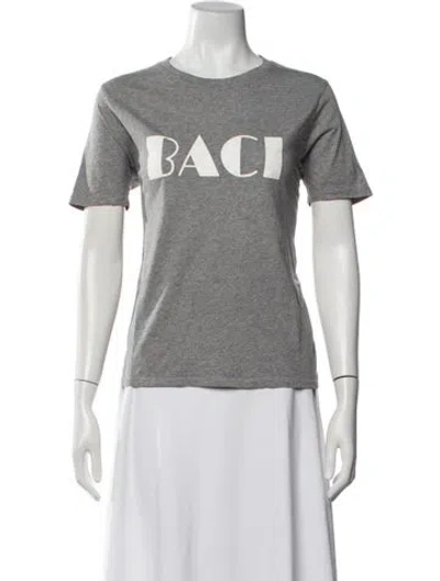 Pre-owned Sézane Graphic Print Crew Neck T-shirt In Grey