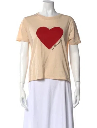 Pre-owned Sézane Graphic Print Crew Neck T-shirt In Neutral