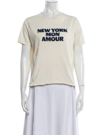 Pre-owned Sézane Graphic Print Crew Neck T-shirt In Neutral