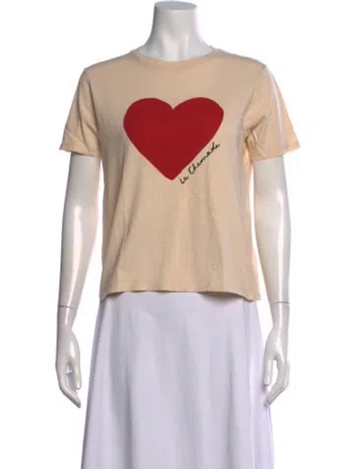 Pre-owned Sézane Graphic Print Crew Neck T-shirt In Neutrals