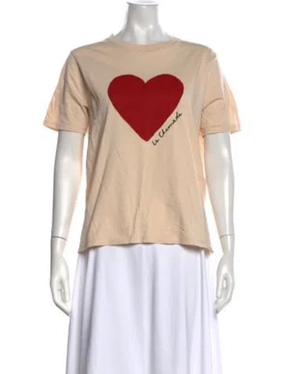Pre-owned Sézane Graphic Print Crew Neck T-shirt In Neutrals