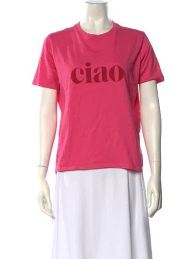 Pre-owned Sézane Graphic Print Crew Neck T-shirt In Pink