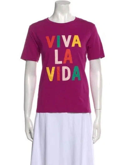 Pre-owned Sézane Graphic Print Crew Neck T-shirt In Purple