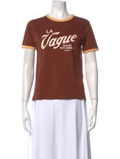 Pre-owned Sézane Graphic Print Crew Neck T-shirt W/ Tags In Brown