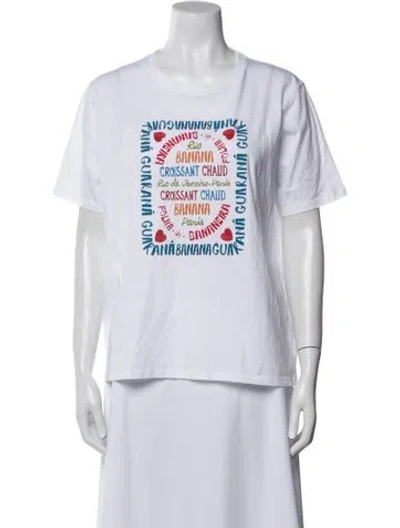 Pre-owned Sézane Graphic Print Crew Neck T-shirt W/ Tags In White