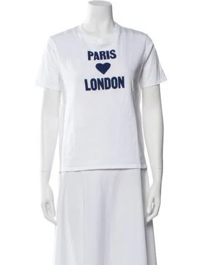 Pre-owned Sézane Graphic Print Crew Neck T-shirt In White