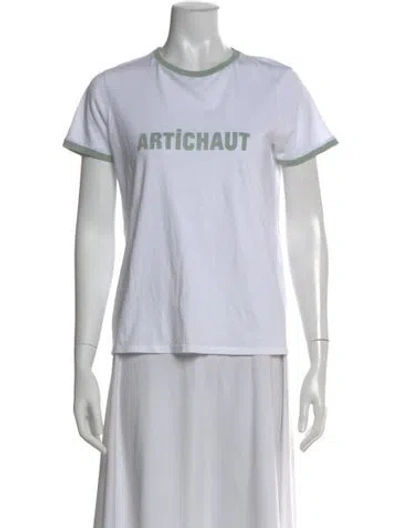 Pre-owned Sézane Graphic Print Crew Neck T-shirt In White