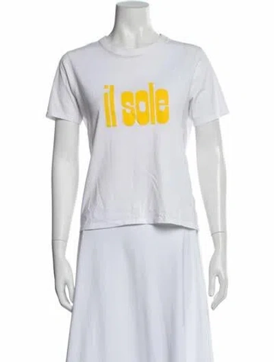 Pre-owned Sézane Graphic Print Crew Neck T-shirt In White