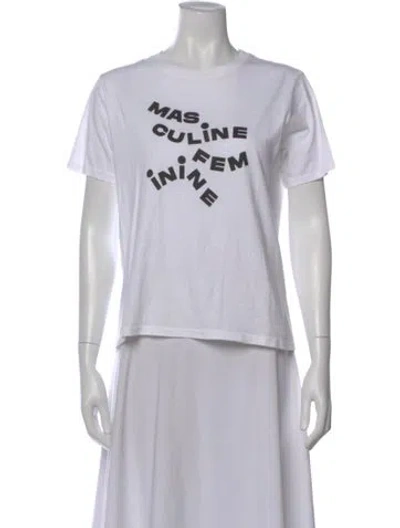 Pre-owned Sézane Graphic Print Crew Neck T-shirt In White