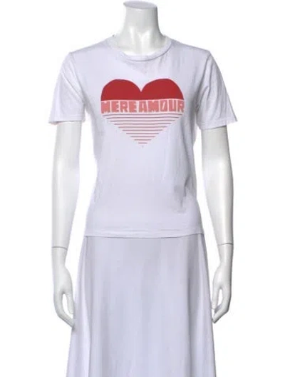 Pre-owned Sézane Graphic Print Crew Neck T-shirt In White